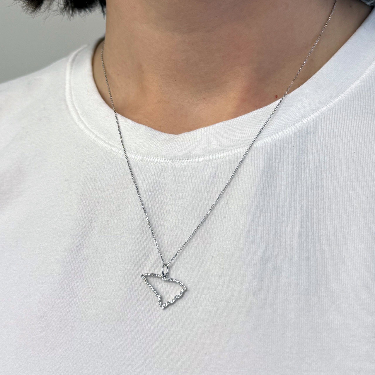 White Gold South Carolina State Diamond Necklace