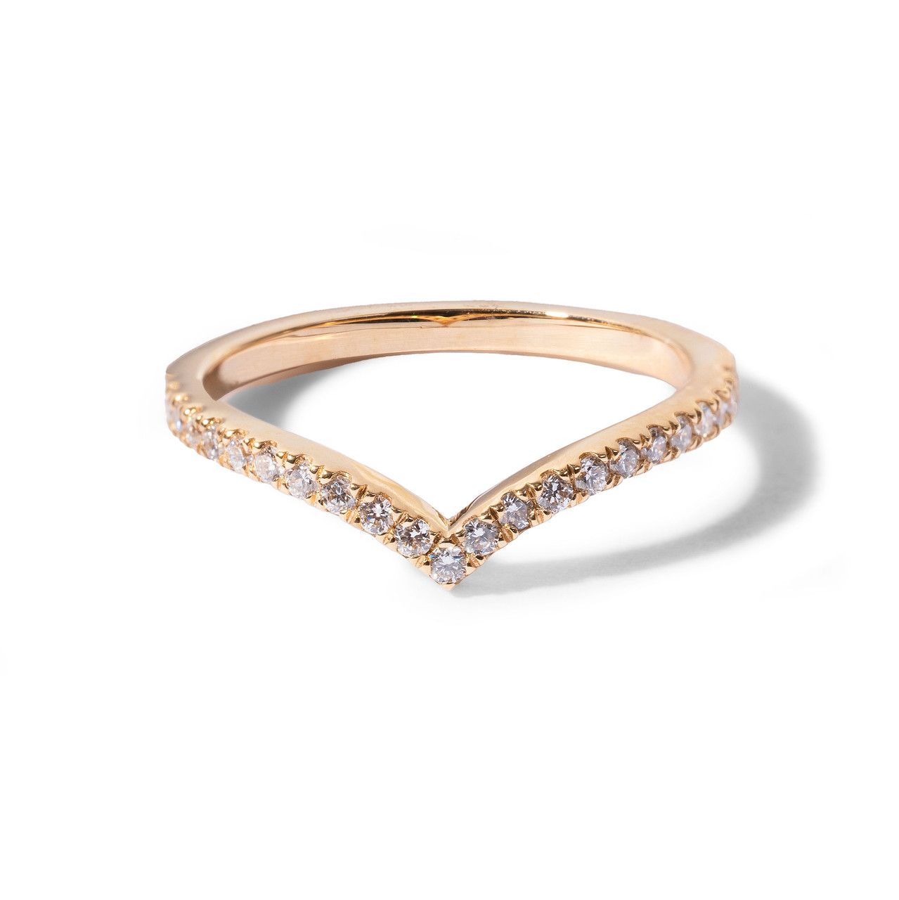 Yellow Gold "V" Diamond Band (0.20tw) 0