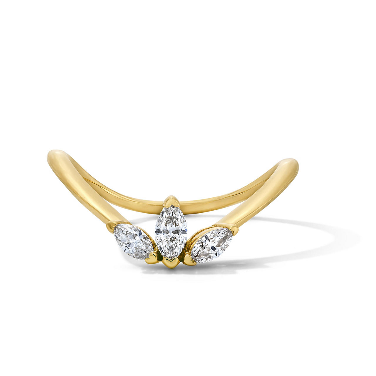 Triple Marquise-Cut Diamond Sculpted Gold Contour Ring