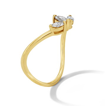 Triple Marquise-Cut Diamond Sculpted Gold Contour Ring In Yellow Gold 14K