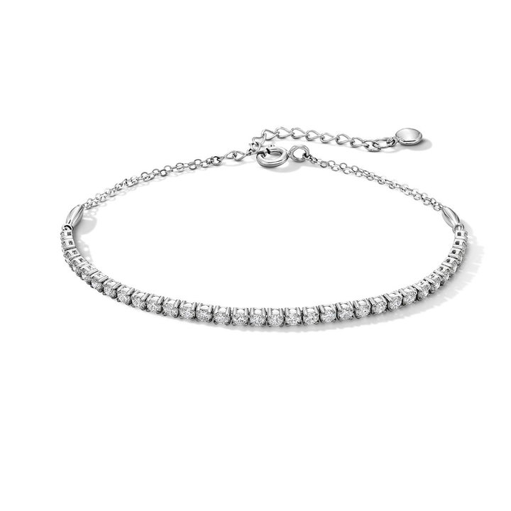 Diamond Adjustable Gold Bracelet In White Gold 14K