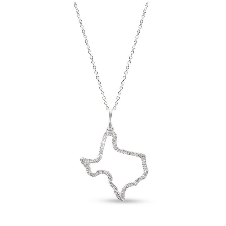 White Gold Texas State Diamond Necklace In White Gold 14K