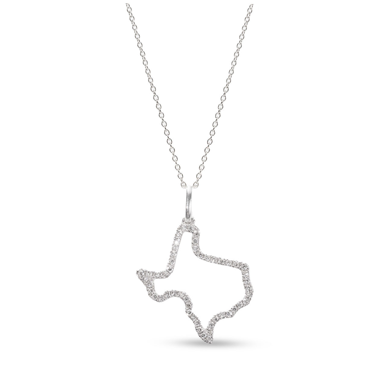 White Gold Texas State Diamond Necklace