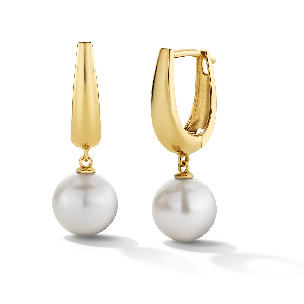 Pearl Gold Square Hoop Earrings 0