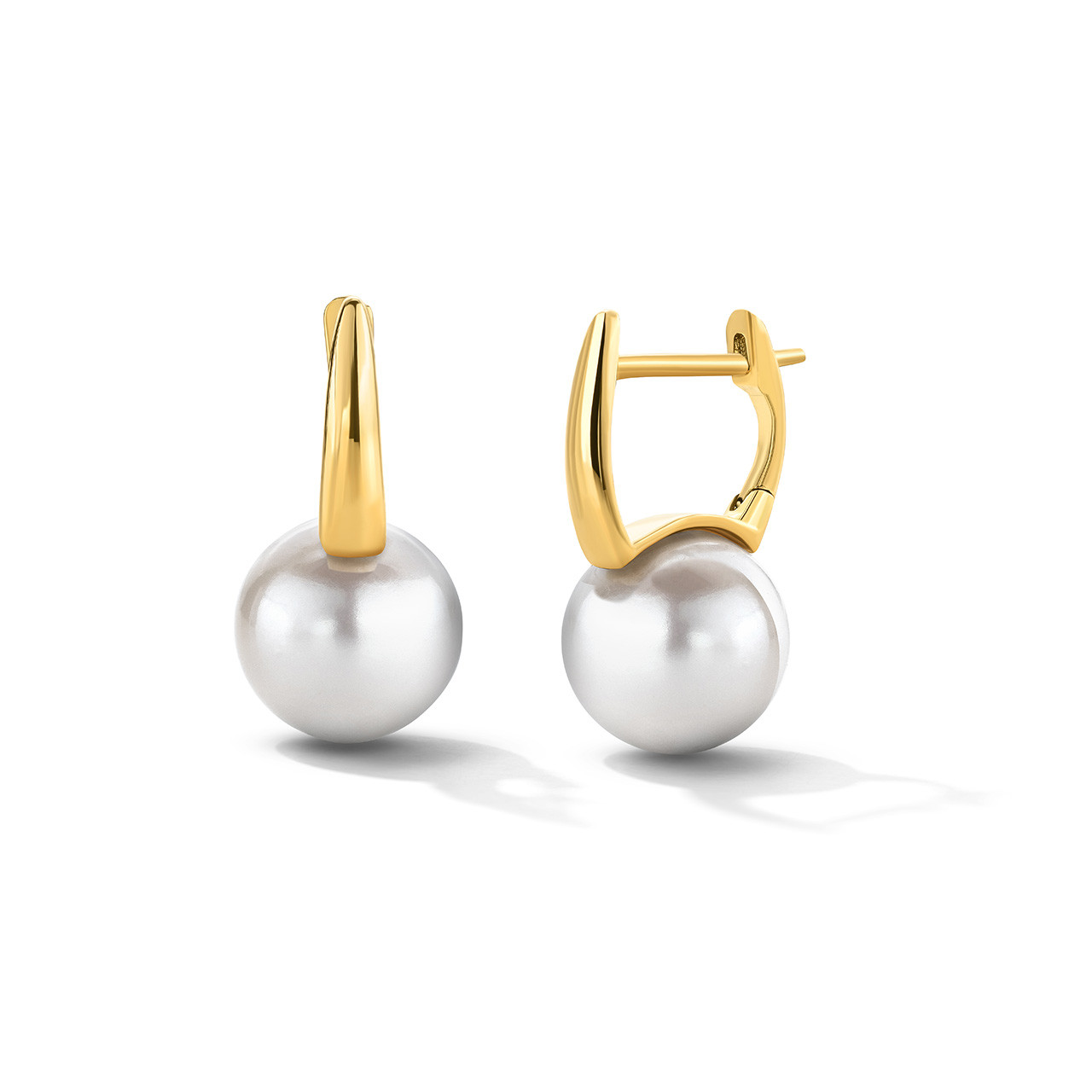 Pearl Drop Huggie Earrings 0