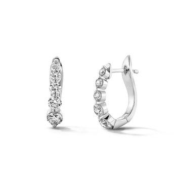 Graduating Diamond Huggie Earrings In White Gold 14K