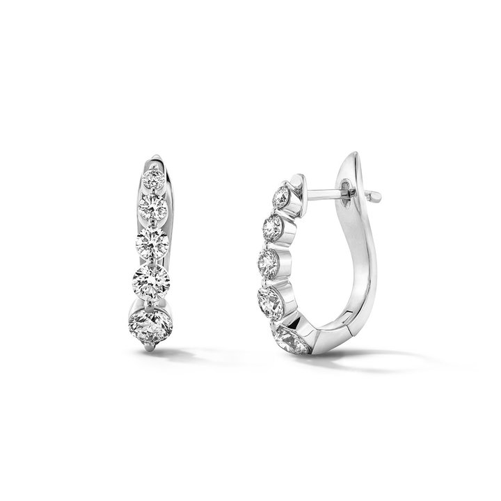 Graduating Diamond Huggie Earrings In White Gold 14K