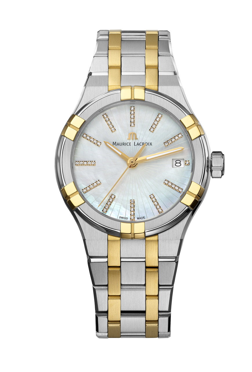 Maurice Lacroix Aikon Quartz 35 Mother of Pearl Dial Watch | Stainless Steel & Yellow Gold-PVD