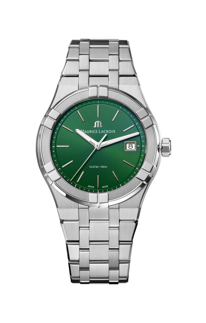Maurice Lacroix Aikon Quartz Date 40 Green Dial Watch | Stainless Steel