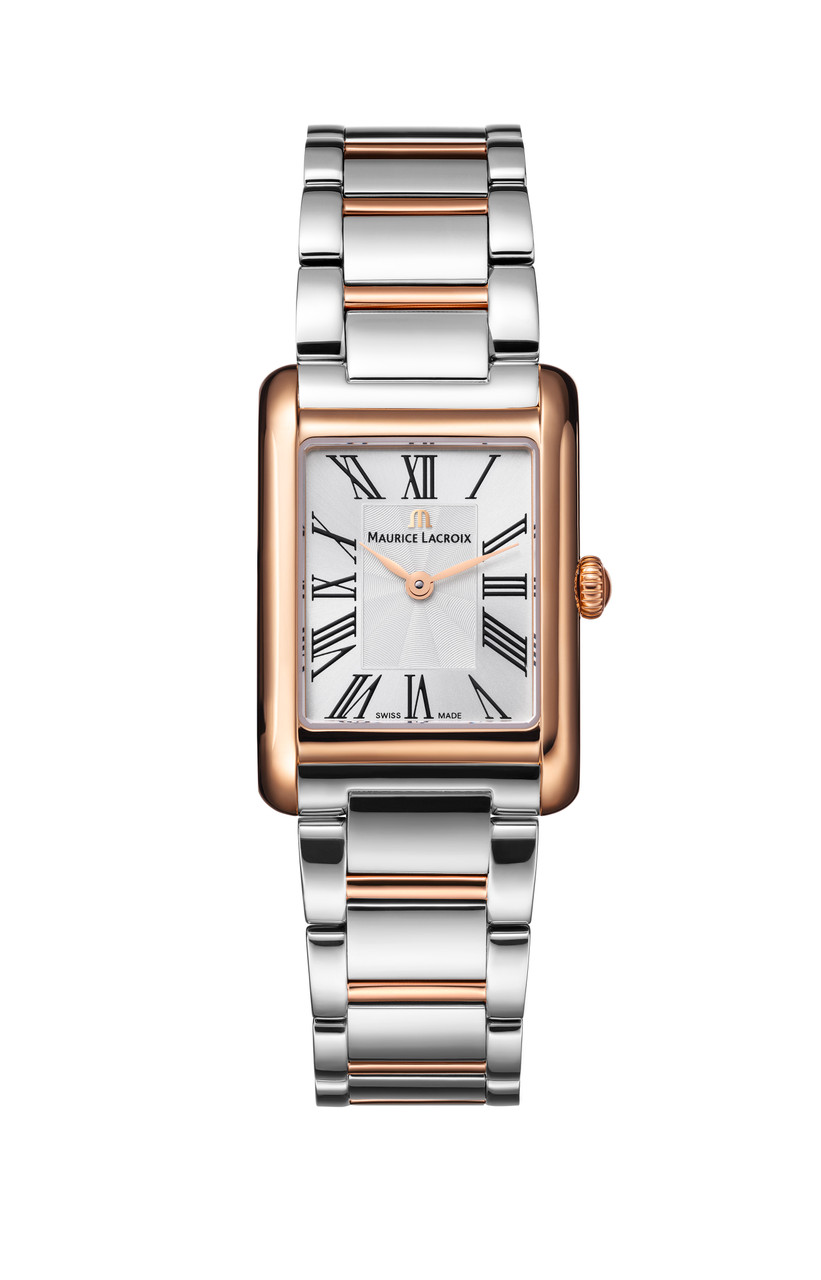 Maurice Lacroix Fiaba Square 34 Silver Dial Watch | Stainless Steel & Rose Gold-PVD