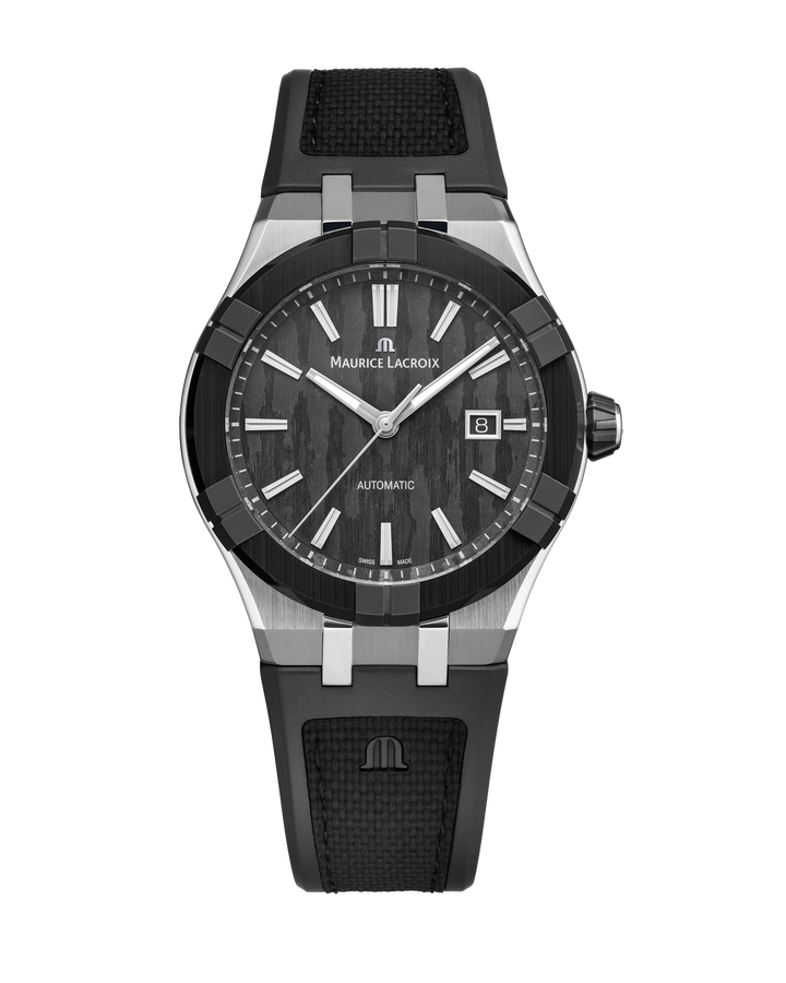 Maurice Lacroix Aikonic Auto 43 Black Carbon Dial Watch | Stainless Steel & Black Ceramic