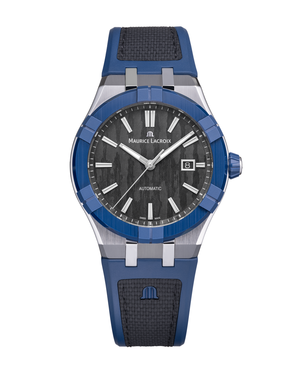 Maurice Lacroix Aikonic Auto 43 Black Carbon Dial Watch | Stainless Steel & Blue Ceramic 0