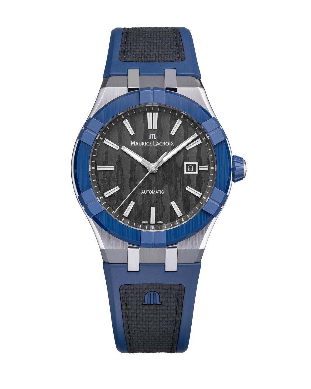 Maurice Lacroix Aikonic Auto 43 Black Carbon Dial Watch | Stainless Steel & Blue Ceramic 0