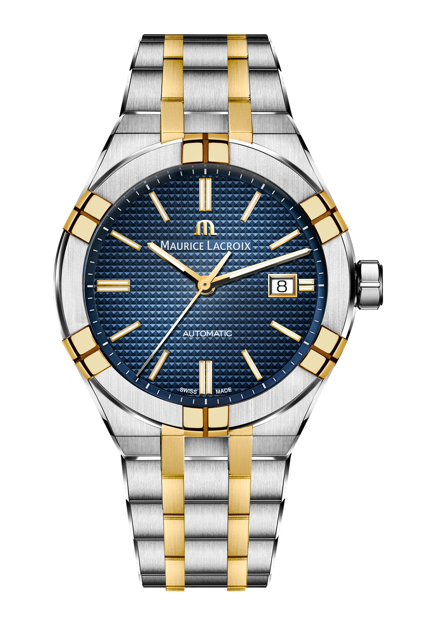 Maurice Lacroix Aikon Auto Date 42 Blue Dial Watch | Stainless Steel & Yellow Gold-PVD 0