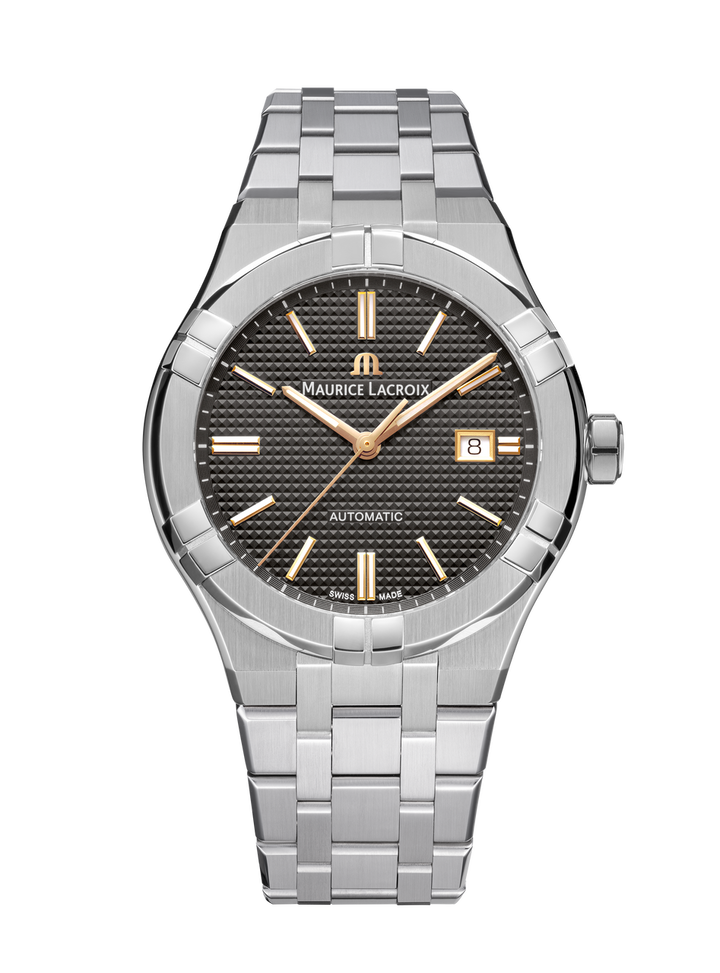 Maurice Lacroix Aikon Auto Date 42 Dark Gray Dial Watch | Stainless Steel