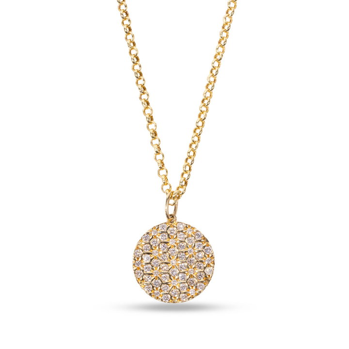 Cluster Diamond Gold Pendant Necklace In Yellow Gold 14K