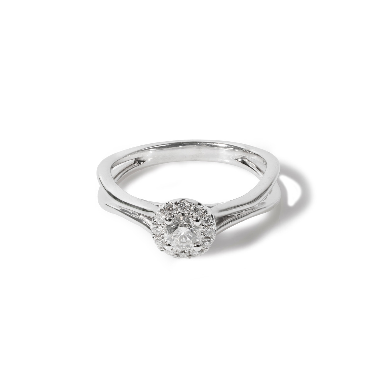 Round Halo Diamond Split-Shank Engagement Ring 0