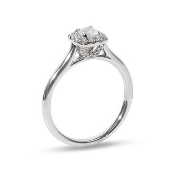 Round Diamond Cushion-Shaped Halo Engagement Ring In White Gold 14K