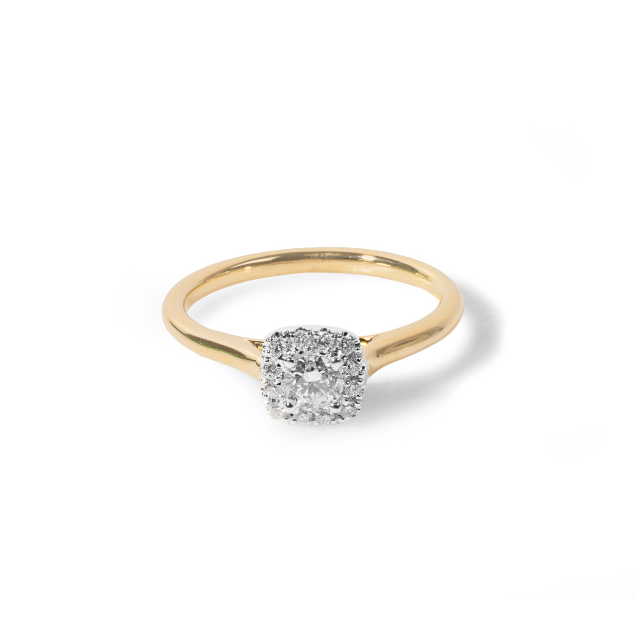 Round Diamond Cushion-Shaped Halo Engagement Ring