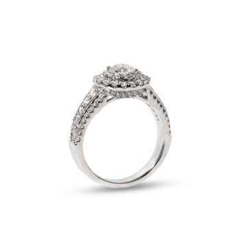 Round Halo Diamond Pave Split Engagement Ring