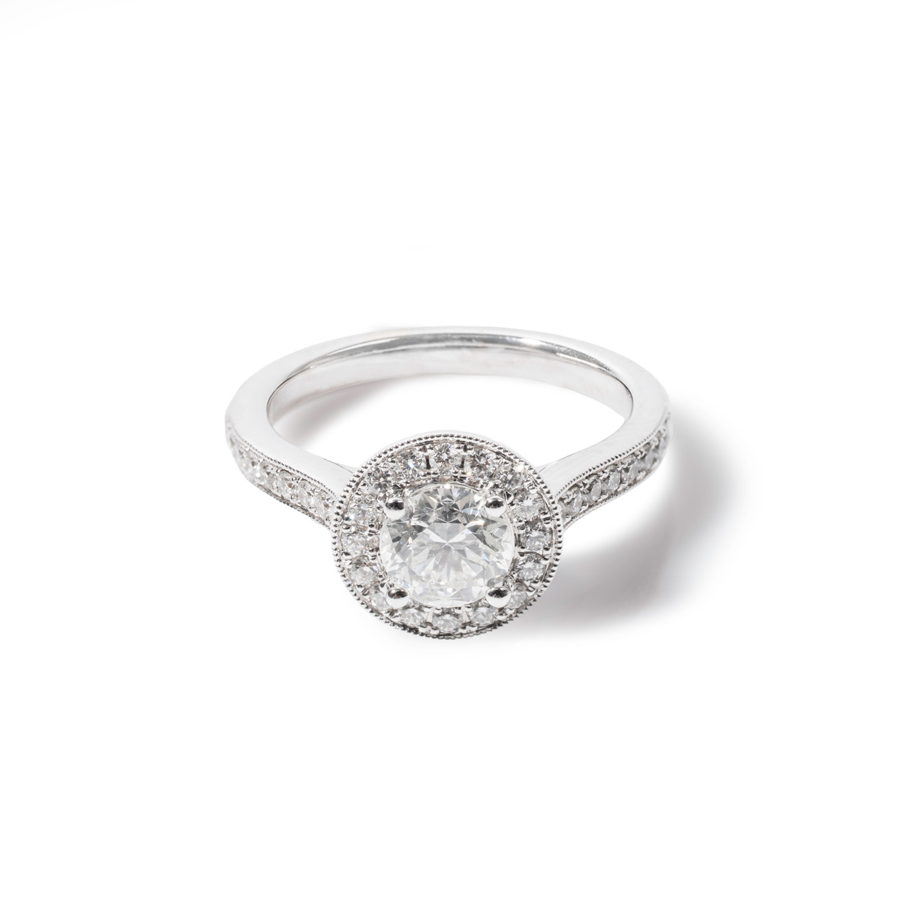 Round Diamond Halo Sculpted Engagement Ring