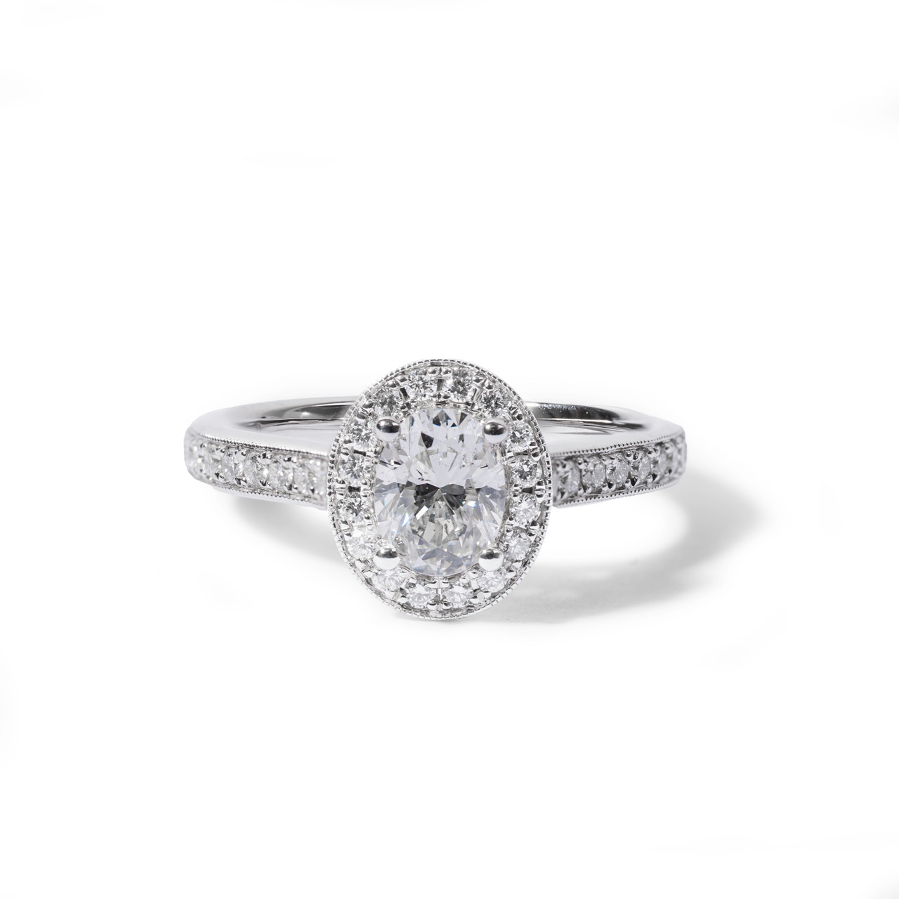 Oval Diamond Halo Sculpted Engagement Ring 0