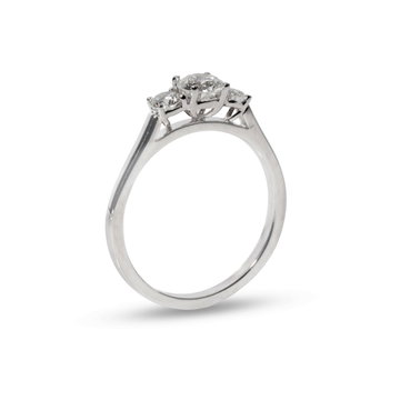 Round Diamond Three Stone Engagement Ring In White Gold 14K