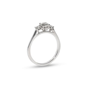 Round Diamond Three Stone Engagement Ring In White Gold 14K