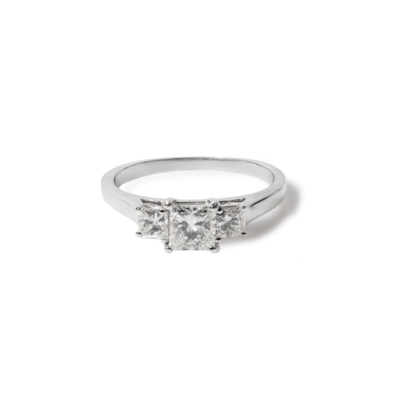 Princess Diamond Three Stone Engagement Ring 0