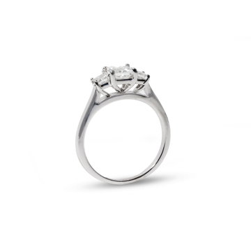 Princess Diamond Three Stone Engagement Ring In White Gold 14K