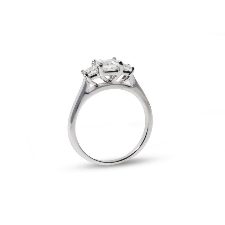 Princess Diamond Three Stone Engagement Ring In White Gold 14K
