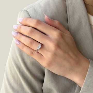 Princess Diamond Three Stone Engagement Ring In White Gold 14K