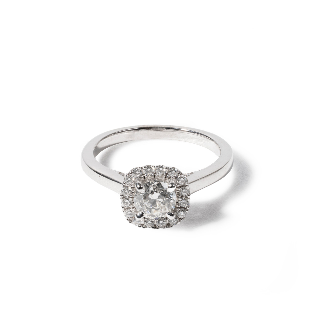 Round Diamond Cushion Halo Engagement Ring