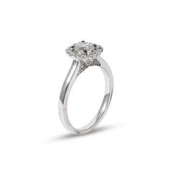 Round Diamond Cushion Halo Engagement Ring In White Gold 14K