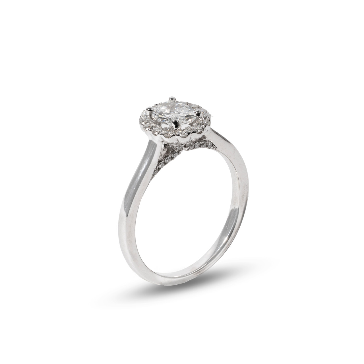 Oval Diamond Halo Pave Accented Engagement Ring 1