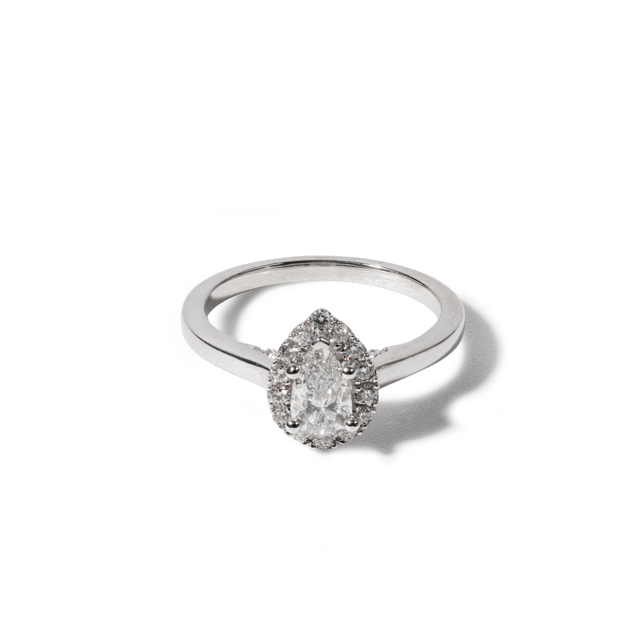 Pear Diamond Halo Pave Accented Engagement Ring 0