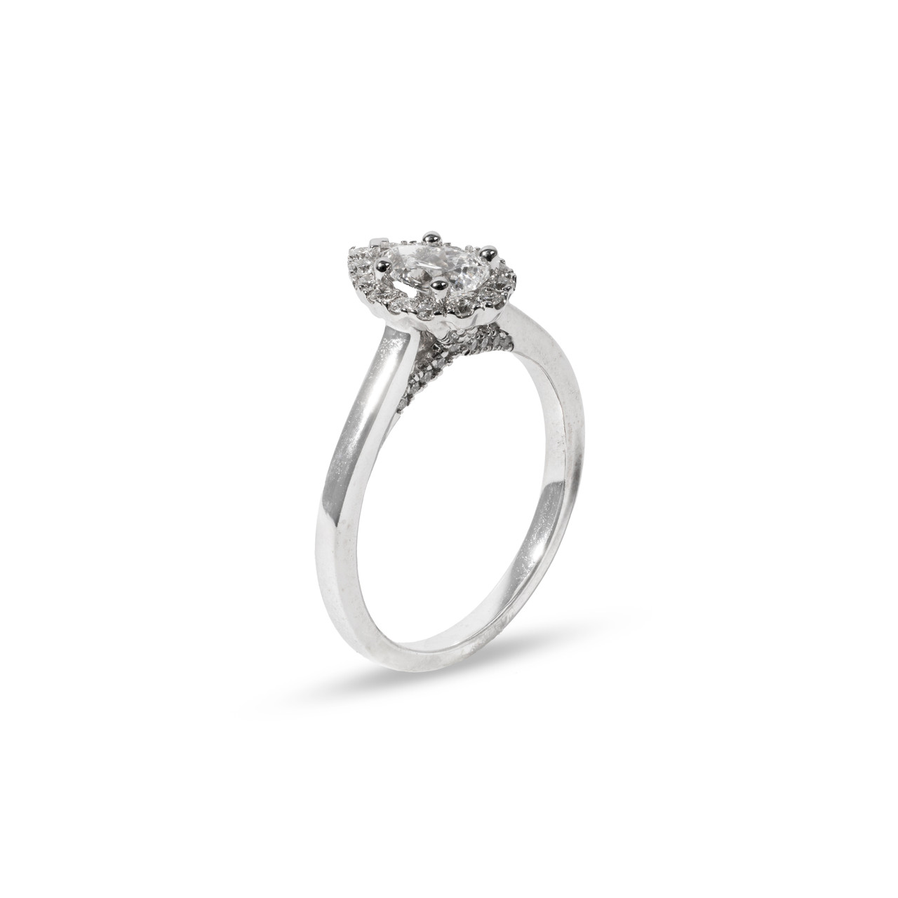 Pear Diamond Halo Pave Accented Engagement Ring 1