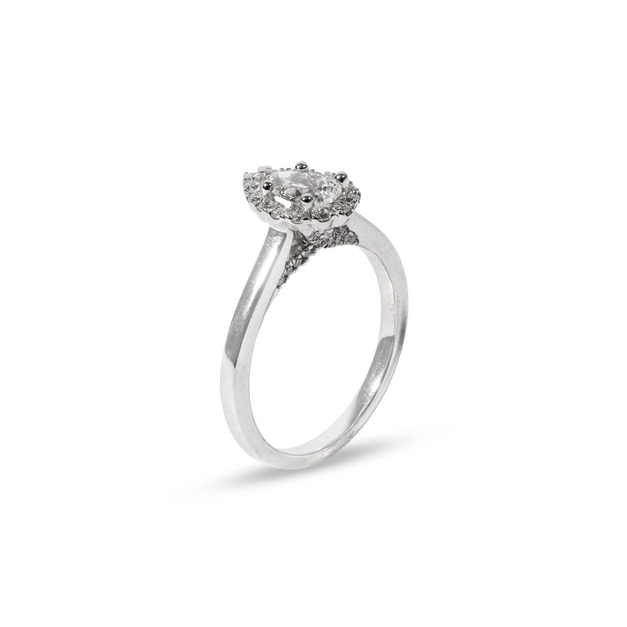 Pear Diamond Halo Pave Accented Engagement Ring