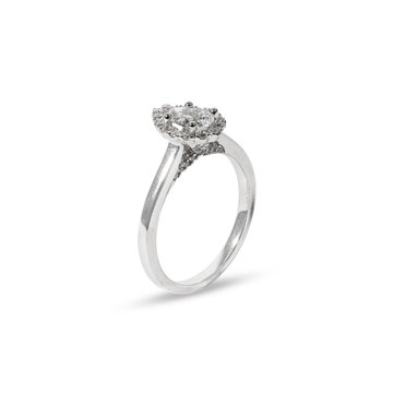 Pear Diamond Halo Pave Accented Engagement Ring