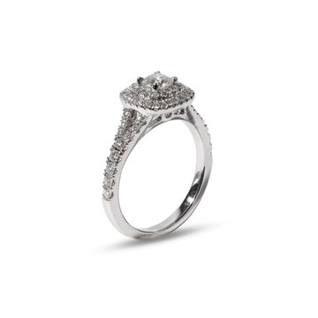 Round Double Halo Diamond Engagement Ring In White Gold 14K
