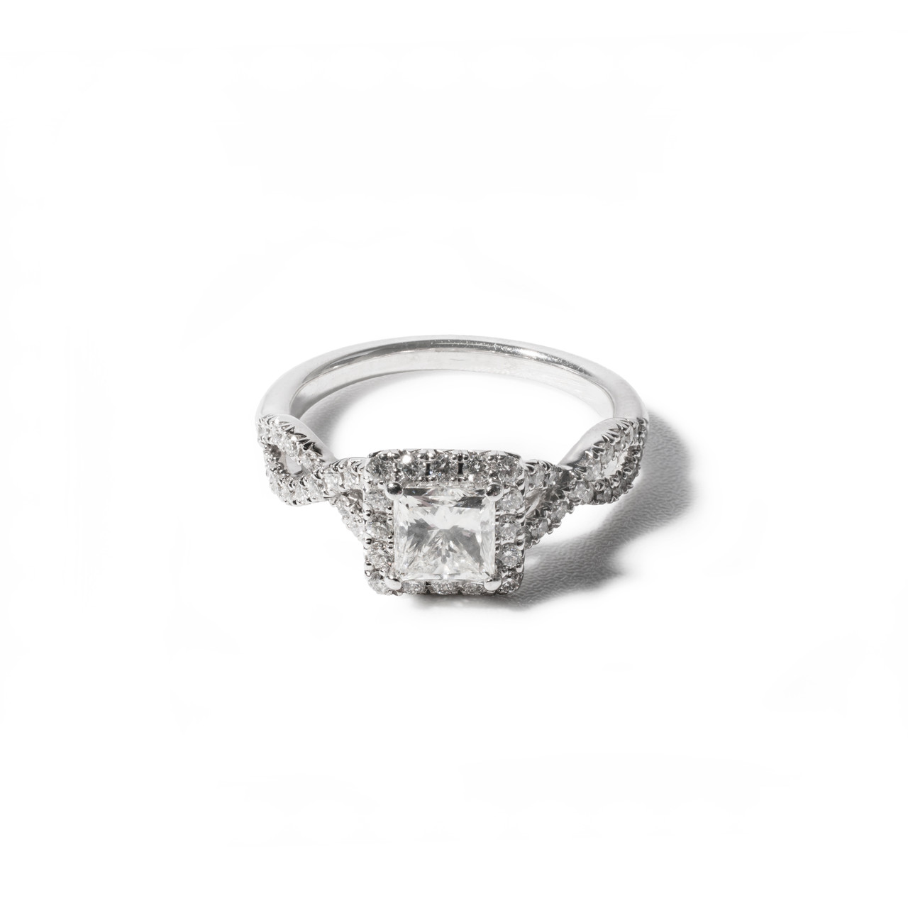 Princess Diamond Halo Petite Twist Engagement Ring 0