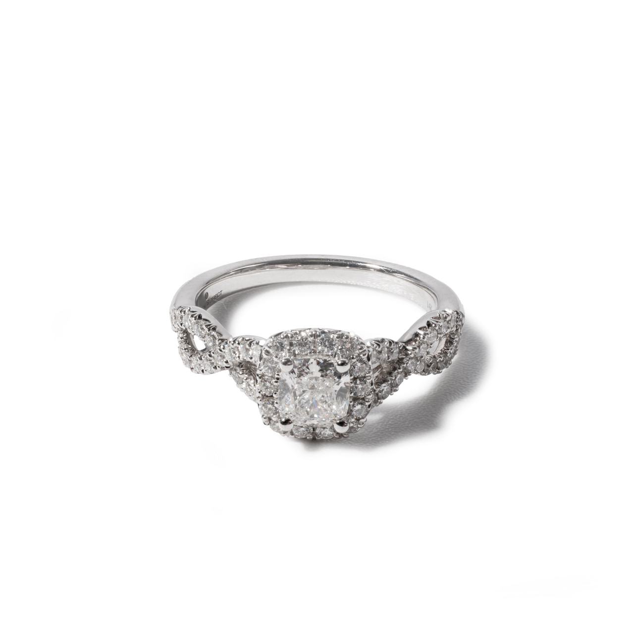 Cushion Diamond Halo Petite Twist Engagement Ring 0