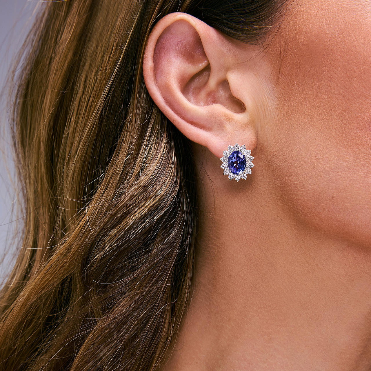 One of a Kind Oval Tanzanite Stud Earrings 1