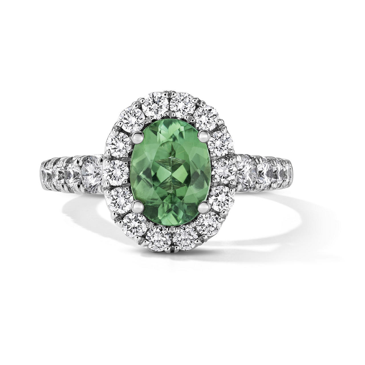 One of a Kind Oval Green Tourmaline Engagement Ring (1.20tw) 0