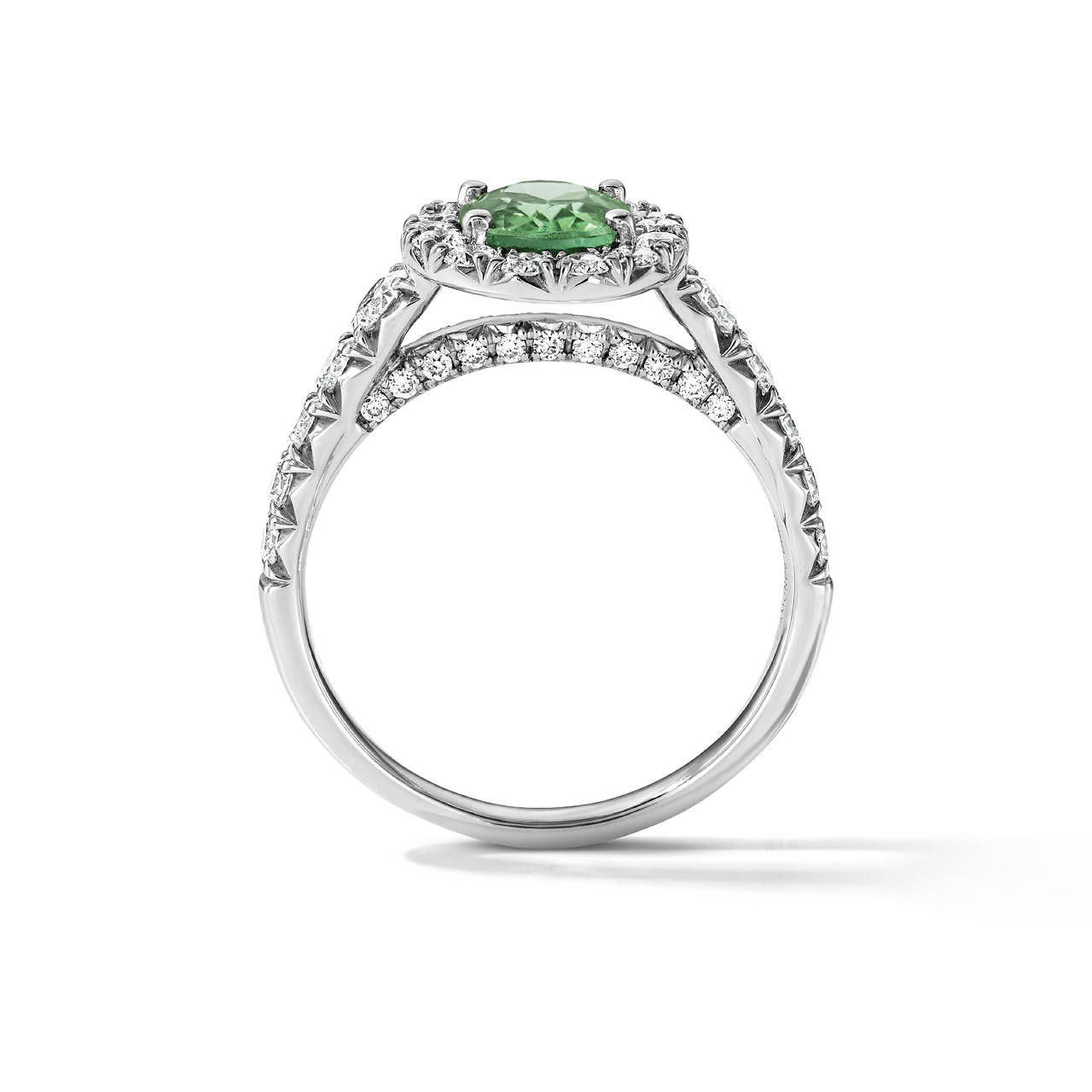 One of a Kind Oval Green Tourmaline Engagement Ring (1.20tw)
