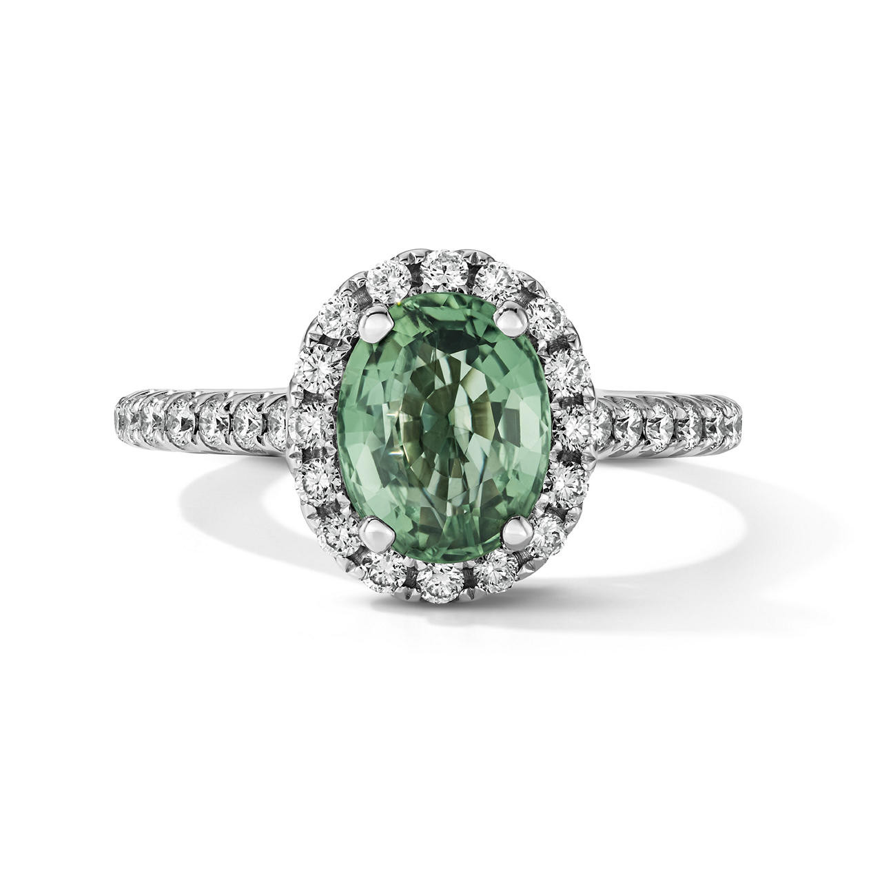 One of a Kind Oval Green Tourmaline Engagement Ring (1.96tw) 0