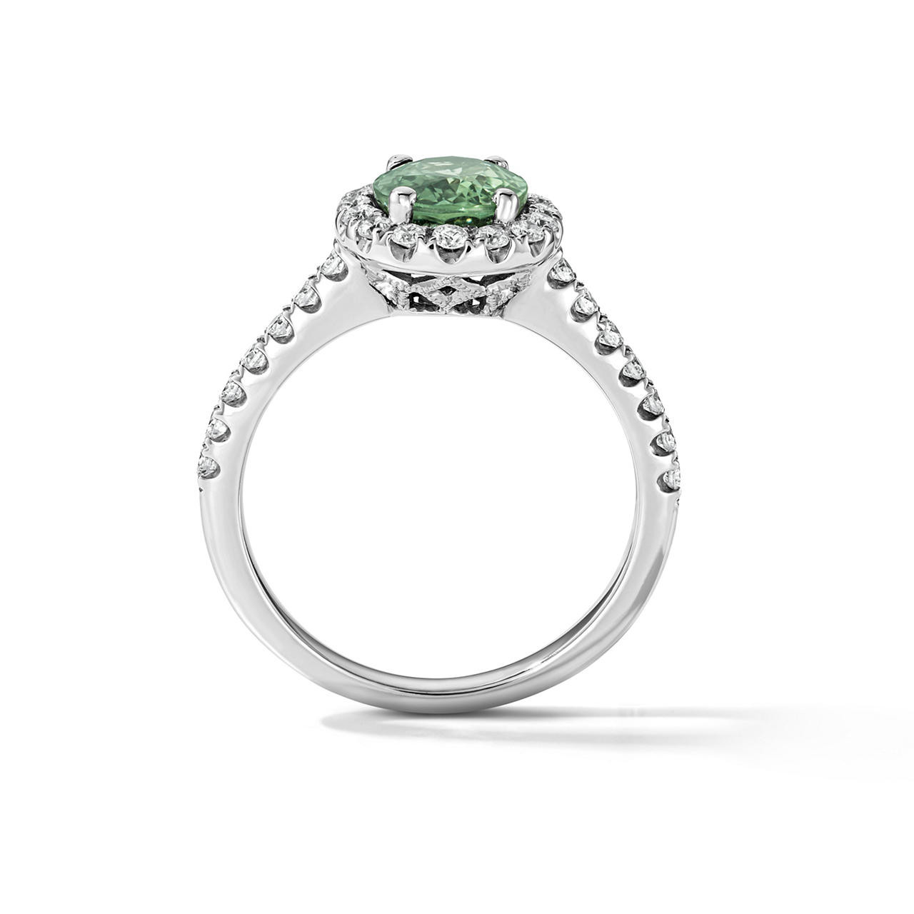 One of a Kind Oval Green Tourmaline Engagement Ring (1.96tw) 3