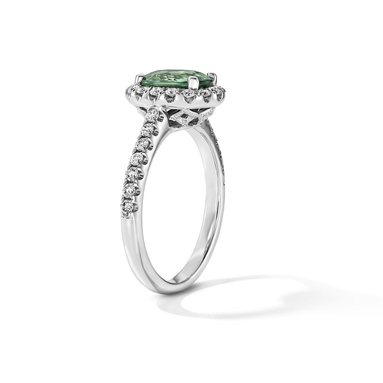 One of a Kind Oval Green Tourmaline Engagement Ring (1.96tw) 2