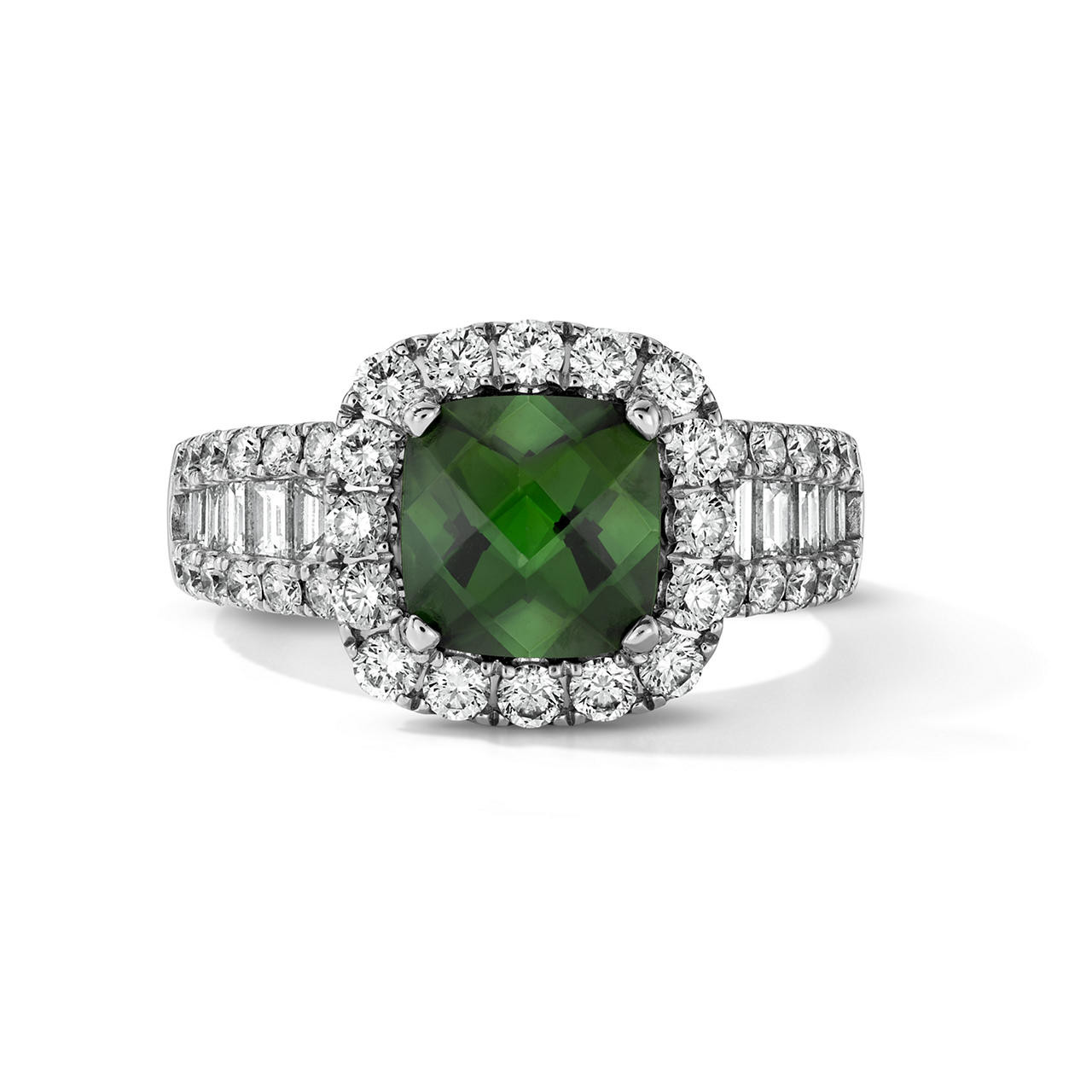 One of a Kind Green Tourmaline Cushion Engagement Ring (1.67tw) 0