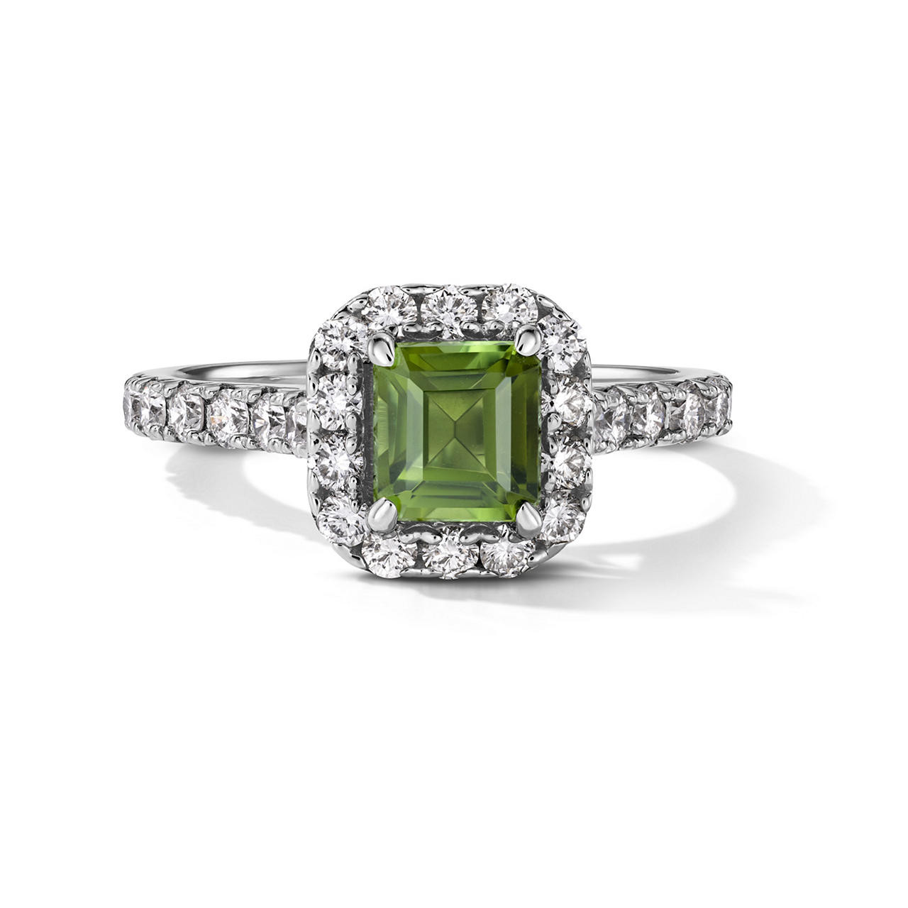 One of a Kind Cushion Green Tourmaline Engagement Ring (1.15tw) 0